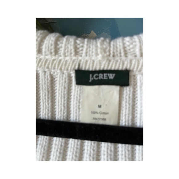 J.Crew White chunky longline hooded collegiate v neck pullover sweatet - Picture 2 of 5